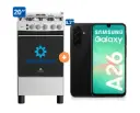 COCINA INDURAMA 20" 4 HORNILLAS CASSAT CON CONEXIÓN + Celular Samsung Galaxy  A26 6.7" 6GB RAM 128GB Negro 5G - 4507077 - 2