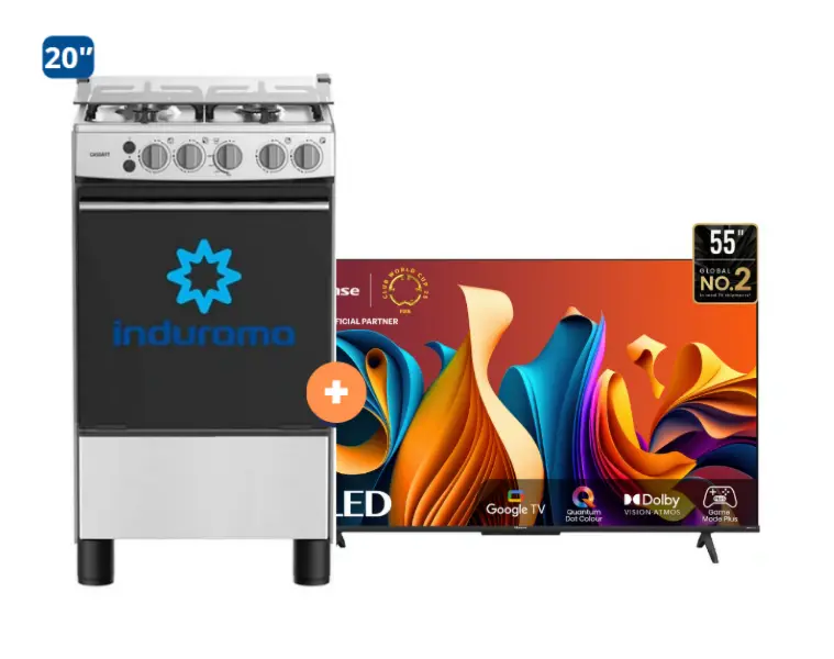 COCINA INDURAMA 20" 4 HORNILLAS CASSAT CON CONEXIÓN + TV HISENSE 50" SMART QLED 50Q6N GOOGLE TV - 4507077 - 5