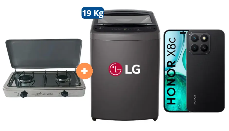 COCINA "SUPERIOR" DE MESA  2 HORNILLAS, ACERO BRILLANTE,POTENCIA 1.95KW x 2 CON CONEXIÓN +  LAVADORA LG 19 KG Carga superior Smart Inverter WT19BVTB Mod 2024 Negro Claro +  CELULAR HONOR X8C 6.7" 256GB 8GB RAM color Midnight Black - 4508044 - 6 