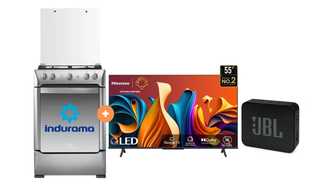 Cocina Indurama 24'' 4 Honillas Granada Con Conexión Gratis + TV HISENSE 55" SMART QLED 55Q6N GOOGLE TV + Parlante JBL GO Essential Black - 4504494 - 3