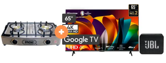 COCINA FADIC 2H SUPERIOR DE MESA CON CONEXIÓN +  TELEVISOR HISENSE 65" SMART 65A6NA 4K UHD GOOGLE TV + PARLANTE BLUETOOTH JBL GO Essential Black - 4507368-1 
