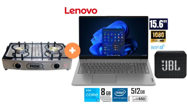 COCINA FADIC 2H SUPERIOR DE MESA CON CONEXIÓN + LAPTOP LENOVO V15 G4 IRU, 15.6"Intel® Core™ i3 1315U, 8GB, 512GB SSD, Intel® UHD Graphics for 13th Gen Intel®, WINDOWS 11, IRON GREY +  PARLANTE BLUETOOTH JBL GO Essential Black - 4507368 - 3