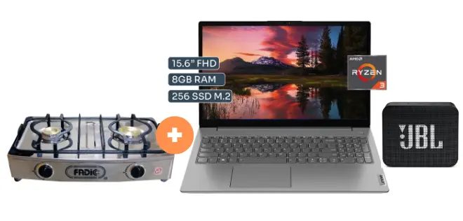 COCINA FADIC 2H SUPERIOR DE MESA CON CONEXIÓN + LAPTOP LENOVO V15 G4 AMN 15.6" FHD, AMD RYZEN 3-7320U, 8GB, 256 GB SSD Windows 11 Gris + PARLANTE BLUETOOTH JBL GO Essential Black. 4 - 4507368 -  4 