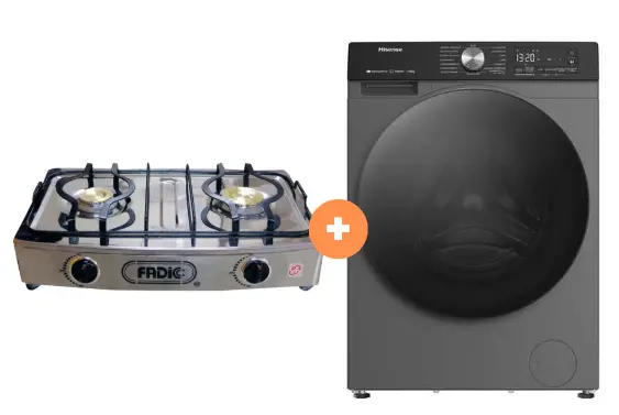 COCINA FADIC 2H SUPERIOR DE MESA CON CONEXIÓN + LAVASECA HISENSE 12 Kg Lavado /8 Kg Secado con Bomba de Calor Carga Frontal, c/WIFl (WWD3S1243BT) - 4507368 - 10