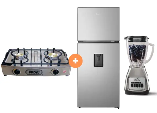 COCINA FADIC 2H SUPERIOR DE MESA CON CONEXIÓN + REFRIGERADORA HISENSE TOP MOUNT 379 LT C/DISPENSER COLOR GRIS, MOTOR INVERTER RT3N375NMCA + LICUADORA OSTER KALIMAN  2 VEL. VASO VIDRIO 1.5 LT  C.NIQUEL - 4507368 - 13 