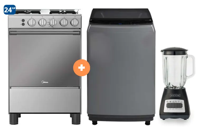 COCINA MIDEA 24" MGS24 4 HORNILLAS HIERRO CON CONEXIÓN + LAVADORA MIDEA 10KG SILVER MA200W + LICUADORA WHITELINE 1.5 LTS 400W VASO VIDRIO 1 - 4507185 - 11