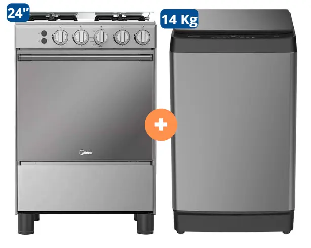 COCINA MIDEA 24" MGS24 4 HORNILLAS HIERRO + LAVADORA HISENSE 14 Kg CARGA SUPERIOR  WT3K1423UT Gris medio - 4507185- 12