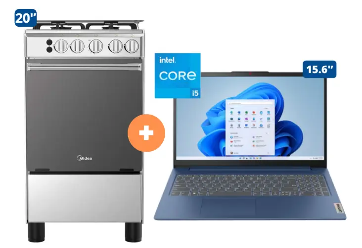 COCINA MIDEA 20" 4 HORNILLAS MGS20 Silver cubierta inox con instalación + LAPTOP LENOVO IDEAPAD SLIM 15.6" Intel Core i5 1245OH 16GB RAM 512GB SSD Windows 11 Abyss Blue - 4507284 - 6