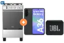 COCINA MIDEA 20" 4 HORNILLAS MGS20 Silver cubierta inox con instalación + CELULAR SAMSUNG GALAXY A36 NEGRO DE 128 GB 6GB RAM + Parlante JBL GO Essential Black - 4507283- 4