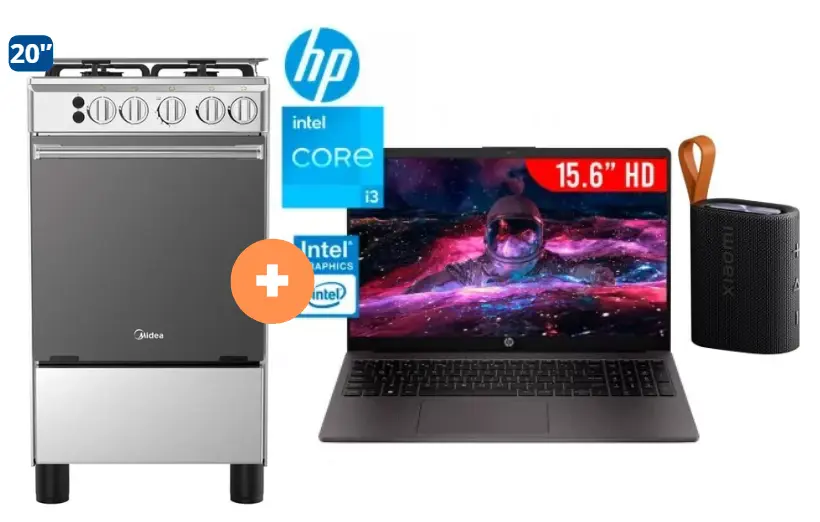 COCINA MIDEA 20" 4 HORNILLAS MGS20 Silver cubierta inox con instalación + LAPTOP HP NOTEBOOK 250G10 INTEL CORE i3 N305 1.80/3.80 GHZ , 8GB(8*1), 256GBSSD, 15.6" HD,WINDOWS 11, COLOR: PLOMOOSCURO +  PARLANTE  XIAOMI SOUND POCKET 5 W BT 5.4 NEGRO. 4507283 - 8