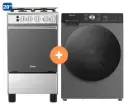 COCINA MIDEA 20" 4 HORNILLAS MGS20 Silver cubierta inox con instalación + LAVASECA HISENSE 12 Kg Lavado /8 Kg Secado con Bomba de Calor Carga Frontal, c/WIFl (WWD3S1243BT)- 4507283 - 7