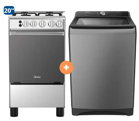 COCINA MIDEA 20" 4 HORNILLAS MGS20 Silver cubierta inox con instalación + LAVADORA HISENSE Carga Superior 20KG WT3T2023UT Gris medio - 4507098 - 6 