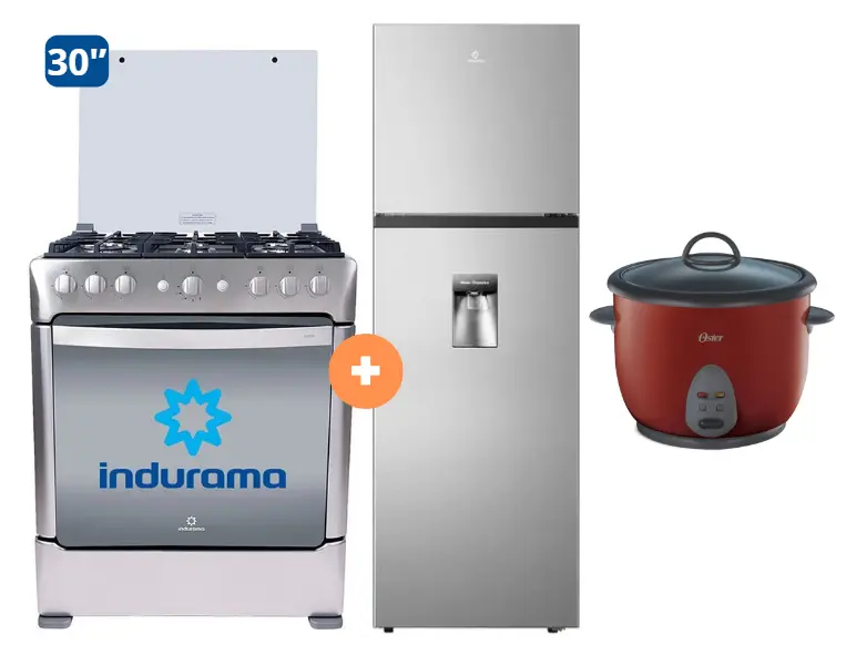 Cocina Indurama 30'' 6 Hornillas Parma Con Conexión + REFRIGERADORA INDURAMA RI-389DI  246 lts INVERTER CON DISPENSADOR CROMA + Olla arrocera Oster 1.8 Lts. - 4506419 - 10