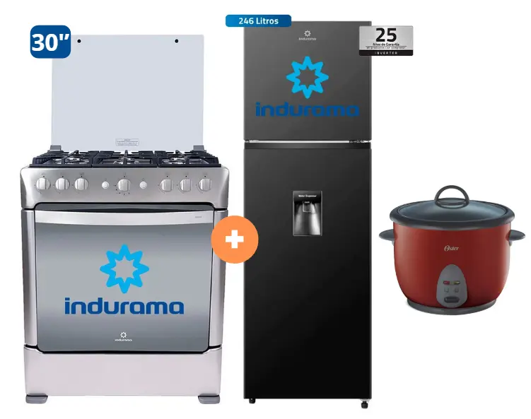 Cocina Indurama 30'' 6 Hornillas Parma Con Conexión + REFRIGERADORA INDURAMA RI-389DNI 246 lts INVERTER C/DISPENSER NEGRO + Olla arrocera Oster 1.8 Lts. - 4506419 - 11