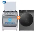 COCINA INDURAMA 30" 6 HORNILLAS PARMA + LAVASECA HISENSE 12 Kg Lavado /8 Kg Secado con Bomba de Calor Carga Frontal, c/WIFl (WWD3S1243BT)  4506419 - 4