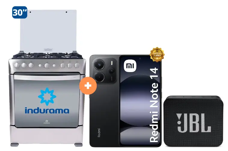 COCINA INDURAMA 30" 6 HORNILLAS PARMA + CELULAR REDMI NOTE 14 6.67" 6GB RAM 256GB Negro + PARLANTE JBL GO BLUETOOTH NEGRO - 4506414 - 3 