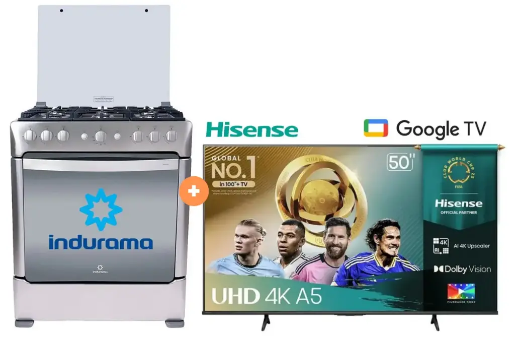 COCINA INDURAMA 30" 6 HORNILLAS PARMA CON CONEXIÓN + TELEVISOR HISENSE QLED 50" UHD SMART TV 50Q6QV VIDDA MODELO 2025 - 4506413 - 3