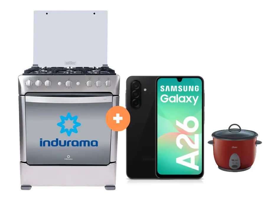 COCINA INDURAMA 30" 6 HORNILLAS PARMA + Celular Samsung A26 6gb, 128 GB + Olla arrocera Oster 1.8 Lts - 4506413 - 6