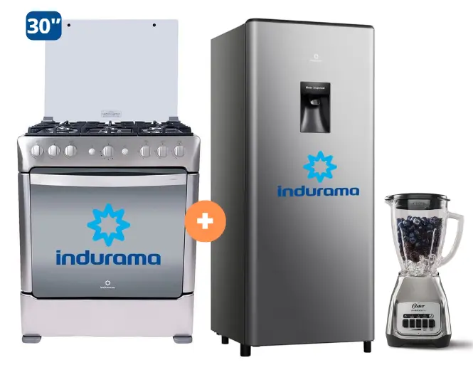 COCINA INDURAMA 30" 6 HORNILLAS PARMA + Refrigeradora Indurama RI289D 176 lts + Licuadora OSTER KALIMAN 1.5Lt Col..Nickelado 800W 2 veloc. - 4506413 - 10