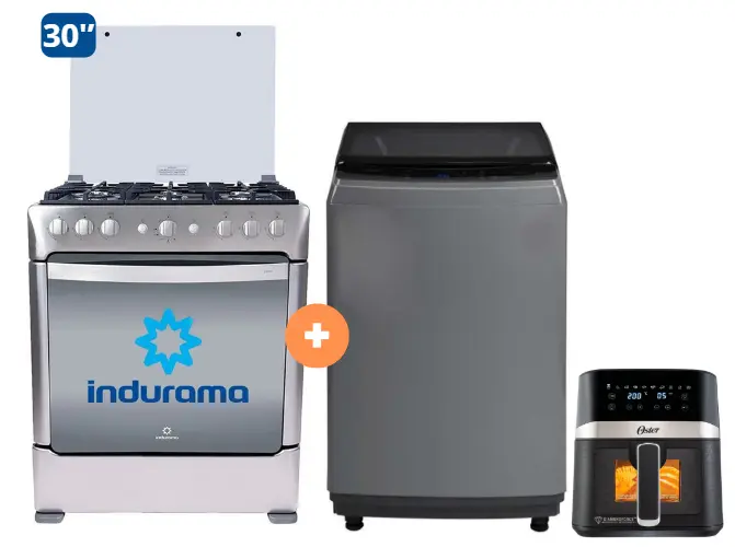 COCINA INDURAMA 30" 6 HORNILLAS PARMA + Lavadora MIDEA 10KG SILVER MA200W + FREIDORA  DE AIRE DIGITAL OSTER 4 LTS CON LUZ - 4506413 - 14