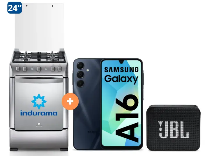 COCINA INDURAMA 24" 4 HORNILLAS GRANADA + CELULAR SAMSUNG GALAXY A16 6.7"  4GB RAM 128GB Negro + Parlante JBL GO Essential Black - 4505343 - 3