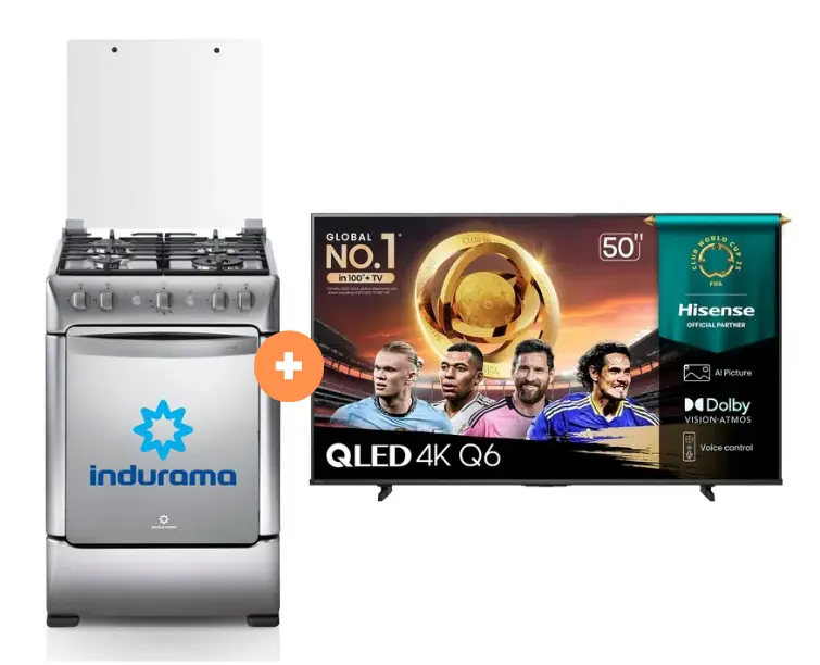 COCINA INDURAMA 24" 4 HORNILLAS GRANADA CON CONEXIÓN + TELEVISOR HISENSE QLED 50" UHD SMART TV 50Q6QV VIDDA MOD. 2025 - 4506402 - 2 