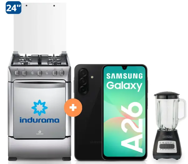 COCINA INDURAMA 24" 4 HORNILLAS GRANADA CON CONEXIÓN + Celular Samsung A26 6gb, 128 GB + Olla arrocera Oster 1.8 Lts - 4506402 - 6