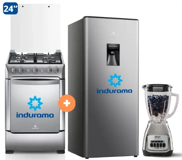 COCINA INDURAMA 24" 4 HORNILLAS GRANADA CON CONEXIÓN + Refrigeradora Indurama RI289D 176 lts + Licuadora OSTER KALIMAN 1.5Lt Col..Nickelado 800W 2 veloc. - 4506402 - 10