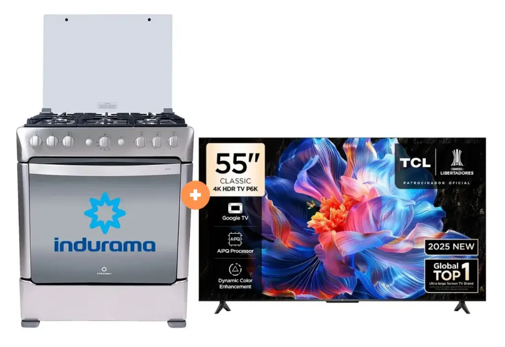 Cocina Indurama 30'' 6 Honillas Parma Con Conexión Gratis + TELEVISOR TCL LED 55" UHD 4K Smart TV GOOGLE TV 55P6K MODELO 2025- 4506419 - 2