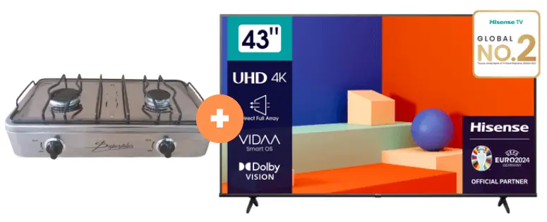 COCINA "SUPERIOR" DE MESA  2 HORNILLAS, ACERO BRILLANTE,POTENCIA 1.95KW x 2 CON CONEXIÓN + TELEVISOR HISENSE 43" SMART 43A6K 4K UHD VIDAA - 4508029 - 8