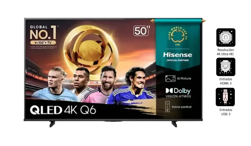 TELEVISOR HISENSE QLED 50" UHD SMART TV 50Q6QV VIDDA MODELO 2025