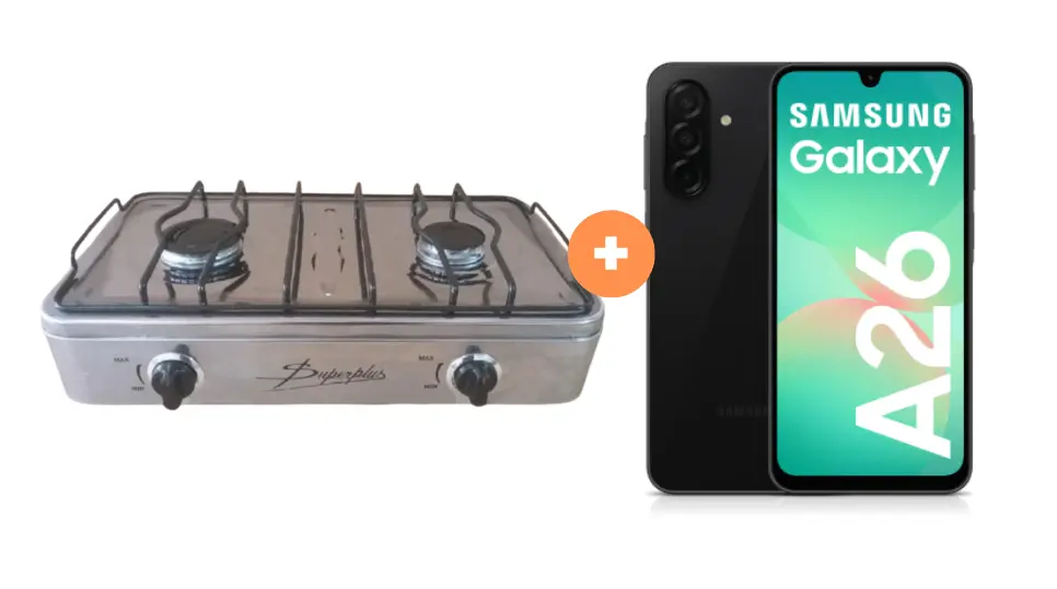 COCINA "SUPERIOR" DE MESA  2 HORNILLAS, ACERO BRILLANTE,POTENCIA 1.95KW x 2 CON CONEXIÓN GRATIS + CELULAR SAMSUNG GALAXY A16 6.7"  4GB RAM 128GB Negro + CELULAR SAMSUNG GALAXY A16 6.7"  4GB RAM 128GB Negro  - 4508843