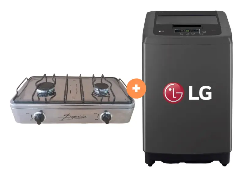 COCINA "SUPERIOR" DE MESA  2 HORNILLAS, ACERO BRILLANTE,POTENCIA 1.95KW x 2 CON CONEXIÓN GRATIS +  LAVADORA LG 13 KG  CARGA SUPERIOR NEGRO CLARO WT13BPBK - 4508843 - 10