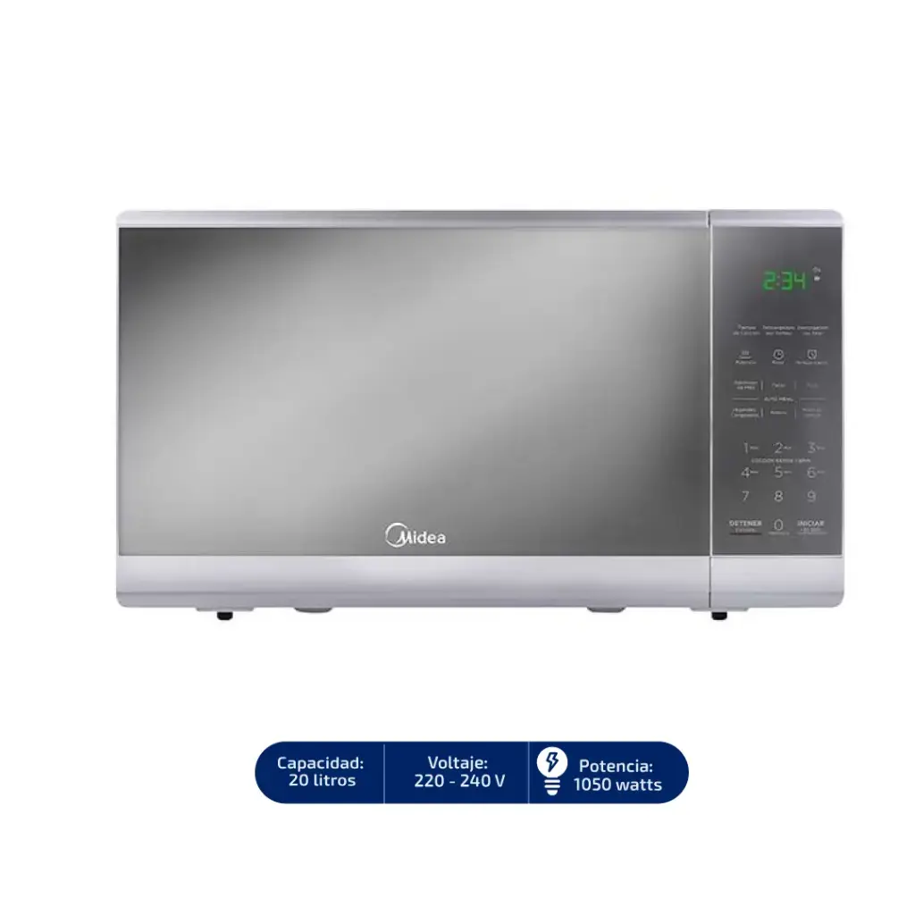 Horno Microondas MIDEA 20 Litros Puerta espejo grisPWEB