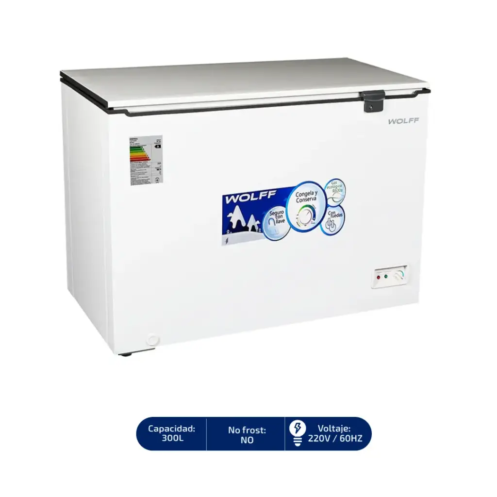 CONGELADORA - CONSERVADORA 300 LTS WOLFF C/LLAVE, RUEDAS