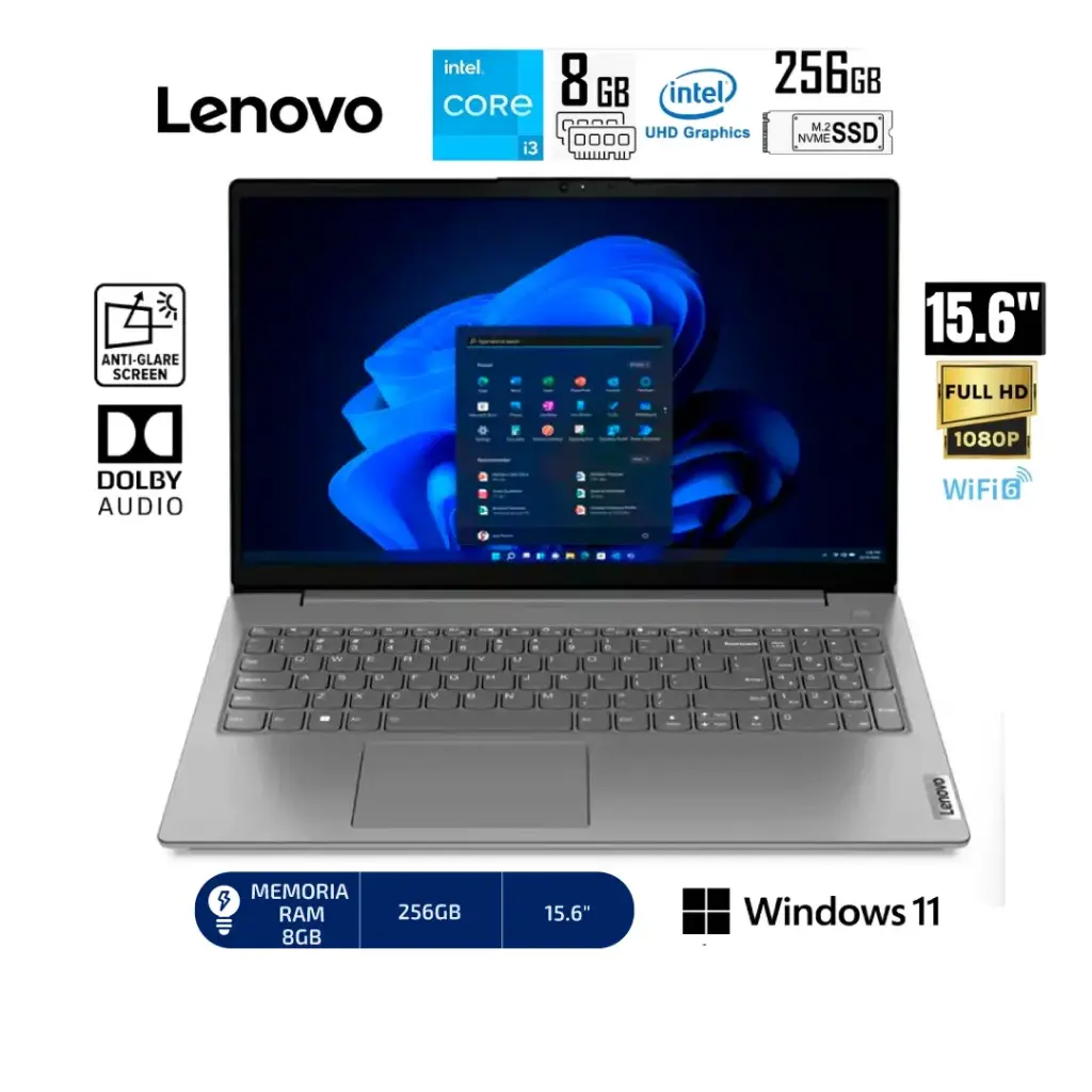 LAPTOP LENOVO V15 G4 IRU, 15.6"Intel® Core™ i3 1315U, 8GB, 256GB SSD, Intel® UHD Graphics for 13th Gen Intel®, WINDOWS 11, IRON GREY /WIFI6.
