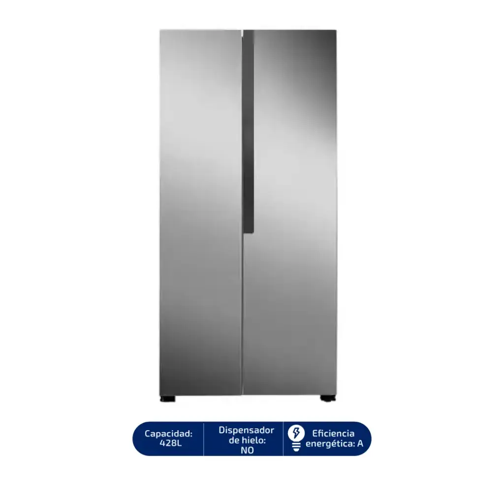 REFRIGERADORA SIDE BY SIDE HISENSE 428L SIN DISPENSER  RS3P428NEDA GRIS