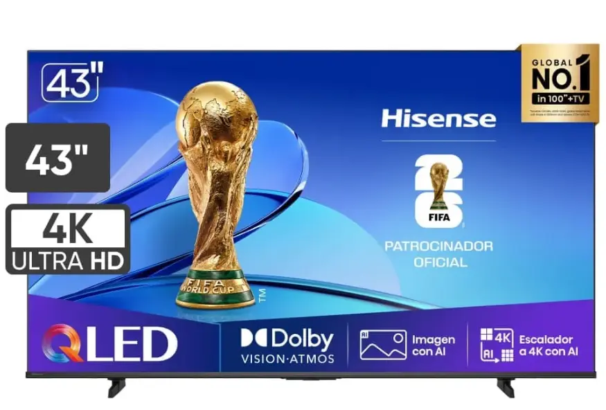 TELEVISOR HISENSE QLED 43" UHD SMART TV 43Q6QV VIDDA MODELO 2025