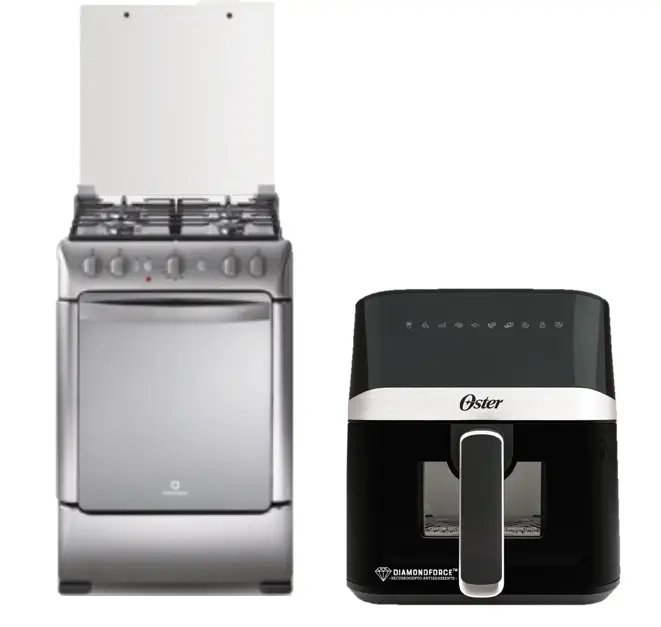 COCINA INDURAMA 24" 4 HORNILLAS GRANADA + instalación GRATIS +Freidora De Aire Digital Oster CKSTAF40WDDF 4L