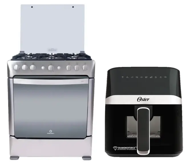 COCINA INDURAMA 30" 6 HORNILLAS PARMA + instalación GRATIS + Freidora De Aire Digital Oster CKSTAF40WDDF 4L