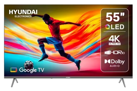 TELEVISOR 55” HYUNDAI QLED, GOOGLE TV UHD 4K HYLED5529QG