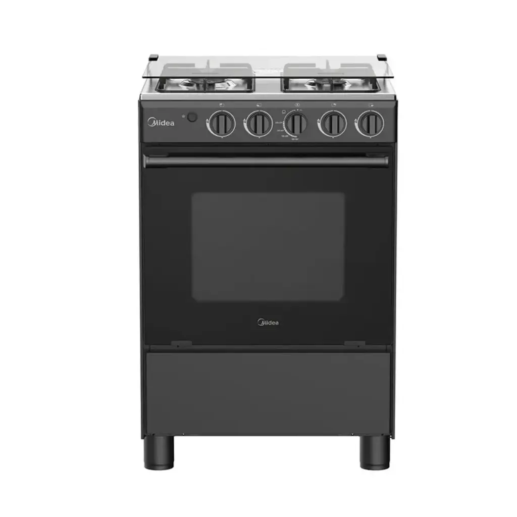 COCINA MIDEA 24" 4 HORNILLAS HIERRO NEGRA con instalación