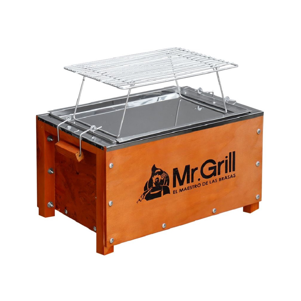 Caja China Mr Grill mini 5 Nogal + parrilla niquelada dimensiones 40x25x25 - MR5nogal 