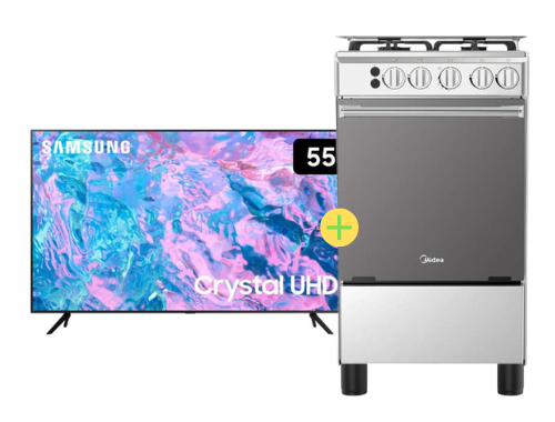 COCINA MIDEA 20" MGS20 4 HORNILLAS HIERRO CON CONEXIÓN + Televisor Samsung Smart TV 55" Crystal UHD 4K UN55DU7000 - C0401