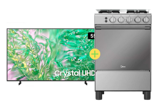 COCINA MIDEA 24" MGS24 4 HORNILLAS HIERRO  + CONEXIÓN +  Televisor Samsung Smart TV 55" Crystal UHD 4K Voice Control UN55DU8000 - C0414