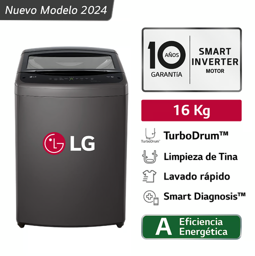 LAVADORA 16 KG Carga superior Smart Inverter Middle Black  WT16BVTB Mod 2024 
