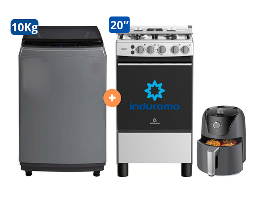 COCINA INDURAMA 20" 4 HORNILLAS CASSAT + LAVADORA MIDEA 10Kg SILVER MA200W + FREIDORA DE AIRE OSTER 1.8 Lts - 4507077-2