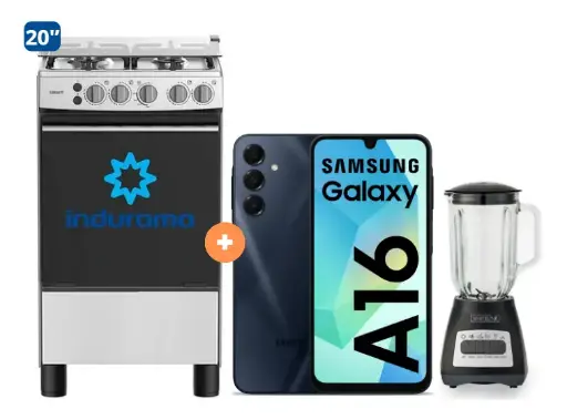 COCINA INDURAMA 20" 4 HORNILLAS CASSAT CON CONEXIÓN +  CELULAR SAMSUNG A16 8gb, 256 GB +  LICUADORA WHITELINE 1.5 LTS 400W VASO VIDRIO - 4507077-5
