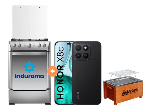 COCINA INDURAMA 24" 4 HORNILLAS GRANADA CON CONEXIÓN +  CELULAR HONOR X8C 6.7" 256GB 8GB RAM COLOR MIDNIGHT BLACK + Caja China Mr Grill mini 5 Nogal + parrilla niquelada dimensiones 40x25x25 - 4506402-2