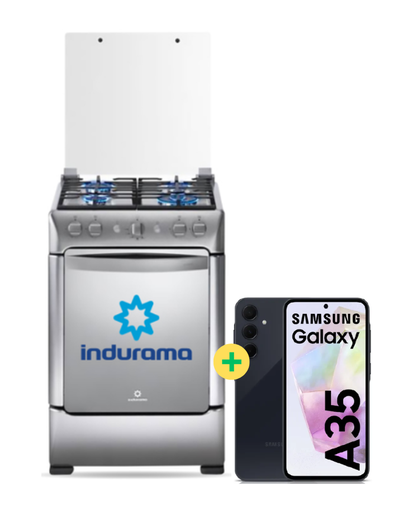 COCINA INDURAMA 24" 4 HORNILLAS GRANADA CON CONEXIÓN + Celular Samsung Galaxy A35 Negro de 256GB 8GB RAM - 4504494-1